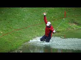 Tod Mortin falling into the lake. 